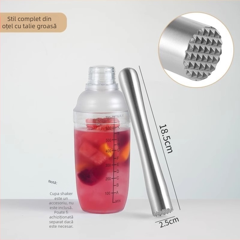 Zdrobitor din oțel inoxidabil 201 pentru zdrobirea gheții, a fructelor și extragerea sucurilor, compatibil cu shaker
