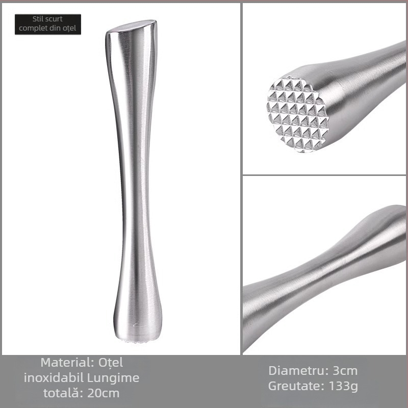 Zdrobitor din oțel inoxidabil 201 pentru zdrobirea gheții, a fructelor și extragerea sucurilor, compatibil cu shaker