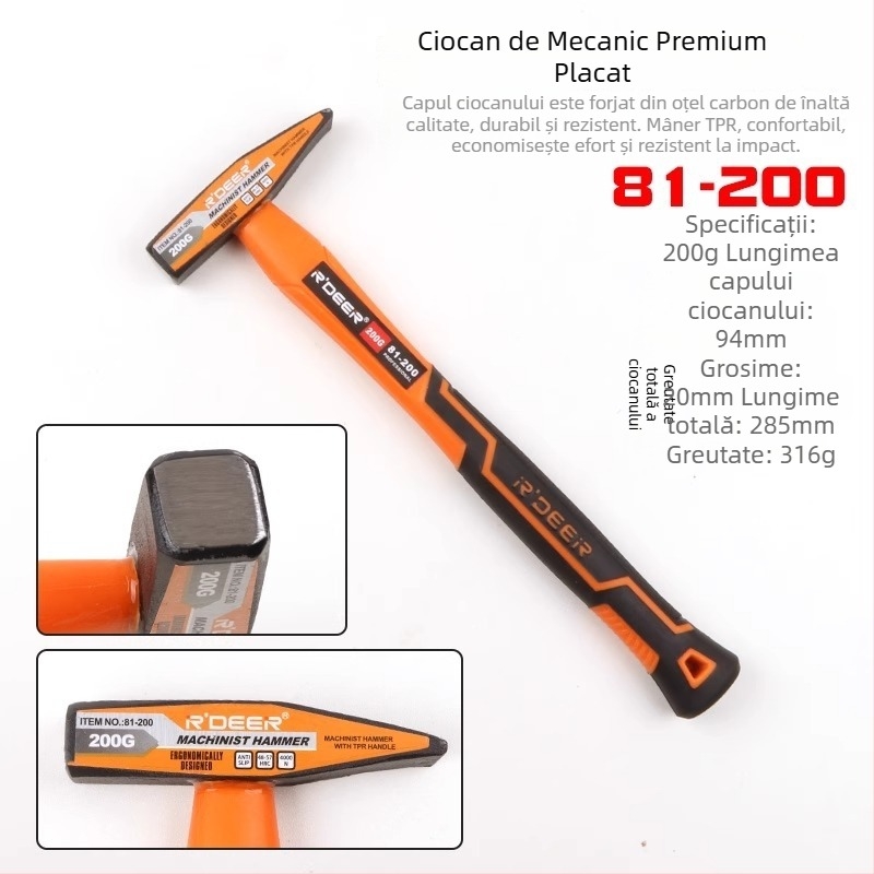 Set de ciocane pentru montaj: cioc cu cioc de rață, pentru tablă, cioc plat, cioc electrician, mini cioc, cioc de mână