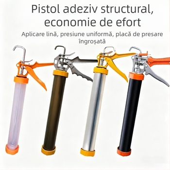 Pistol de lipit 590 ml pentru adezivi structurali, fără picurare, corp metalic