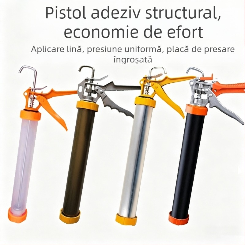 Pistol de lipit 590 ml pentru adezivi structurali, fără picurare, corp metalic