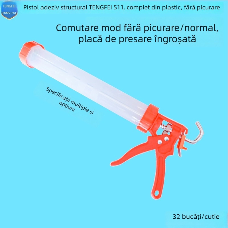 Pistol de lipit 590 ml pentru adezivi structurali, fără picurare, corp metalic