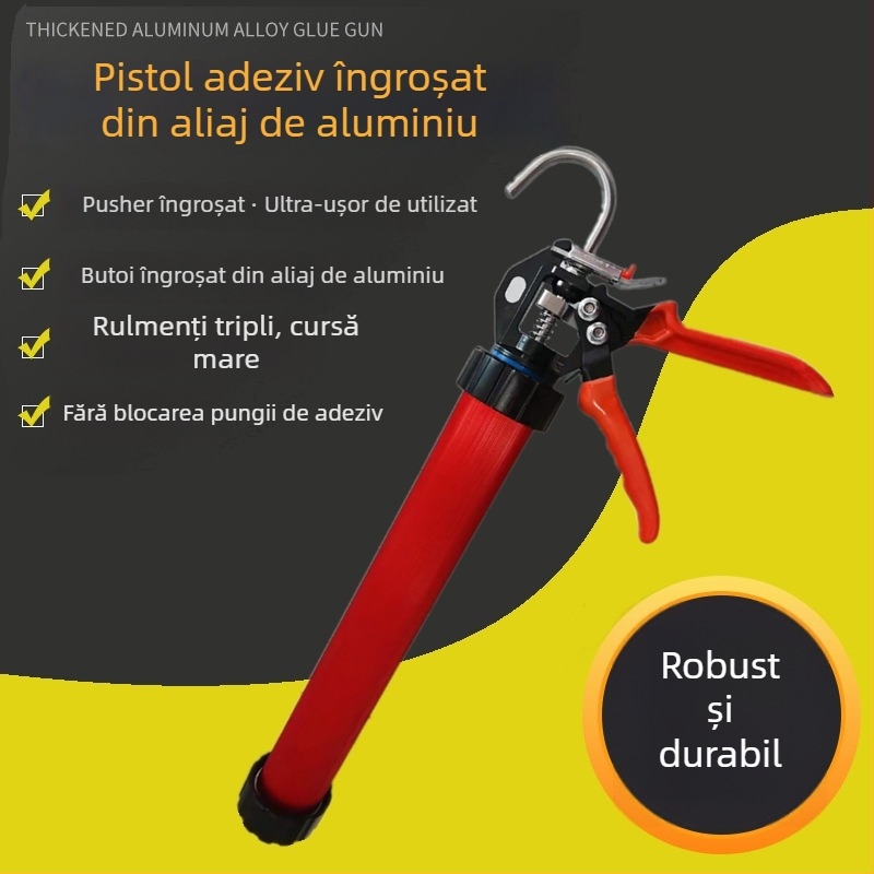 Pistol de lipit 590 ml pentru adezivi structurali, fără picurare, corp metalic