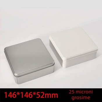 Cutie pătrată din metal pentru biscuiți cu umplutură caramelă — cutie de depozitare și cadou