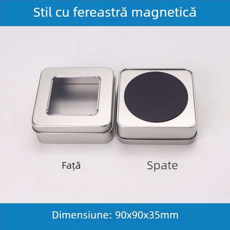 Cutie metalică pătrată cu magnet pentru depozitare în bucătărie – bomboane, ceai, fructe uscate