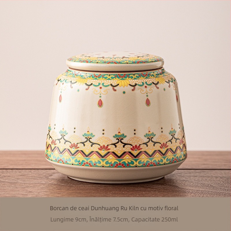Recipient ceramic pentru ceai cu capac etanș – pentru ceai verde, negru și Pu'er, uz casnic, stil Ru Kiln