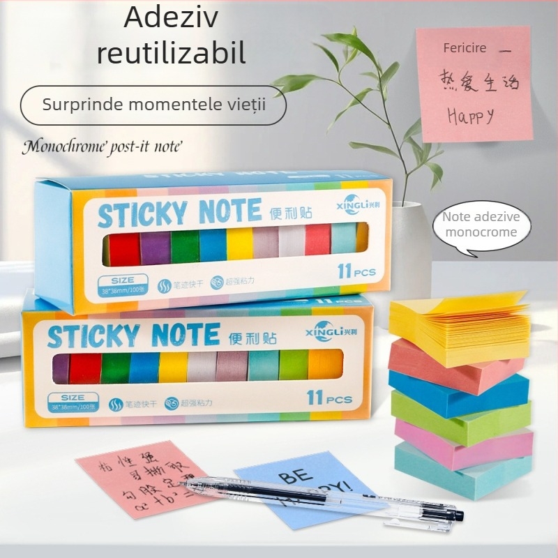 Set cu 11 benzi mini colorate de notițe adezive și etichete index, benzi colorate pentru studiu, 1100 bucăți