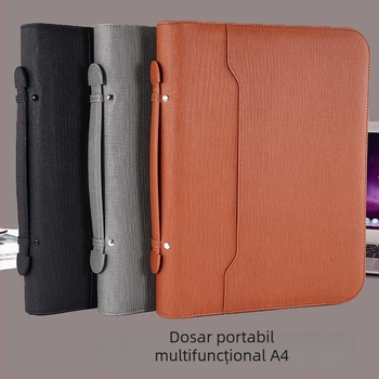 Dosar din piele A4, multifuncțional pentru documente și contracte, birou