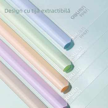 Deli dosar A4 cu clemă cu levier, formă de picătură, colorat, dosar transparent pentru documente