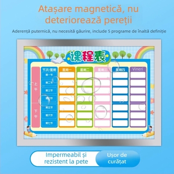 Programă magnetică pentru elevi de școală primară — plan zilnic de studiu și autodisciplină, autocolant magnetic pentru frigider