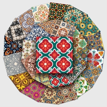 Set de 50 autocolante cu plăci florale retro, rezistente la apă - pentru bagaje, caiet, telefon și sticlă de apă