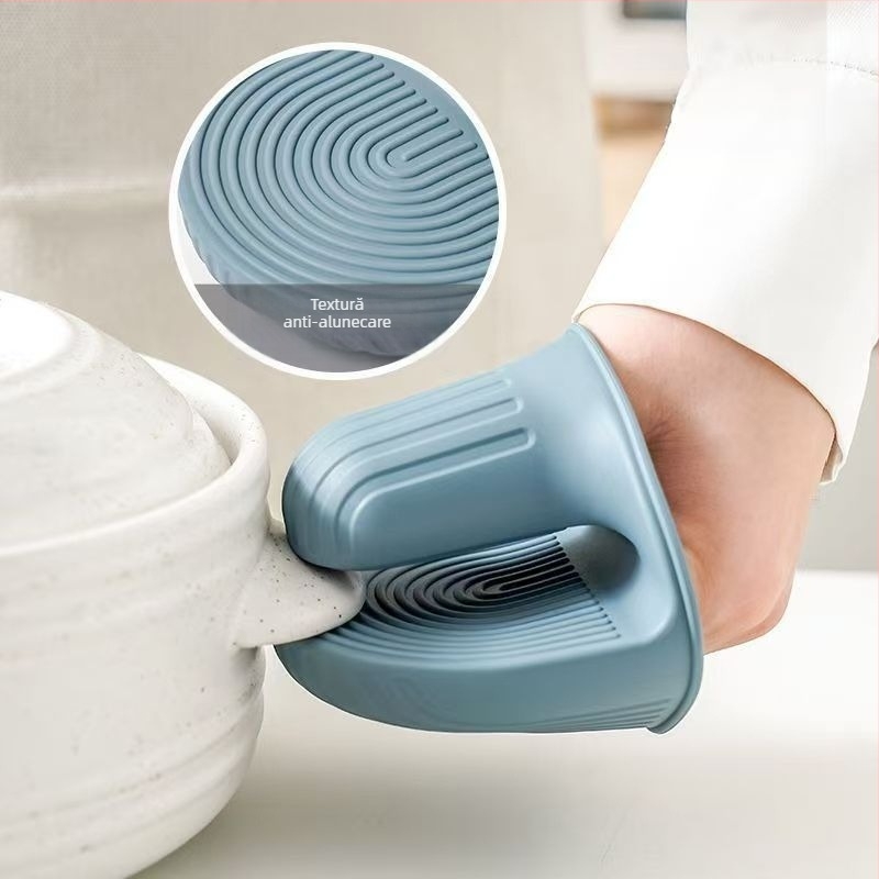 Mănuși din silicon izolante termic, groase, pentru bucătărie, protecție împotriva arsurilor; compatibile cu cuptor cu microunde, friteuză cu aer și cuptor.