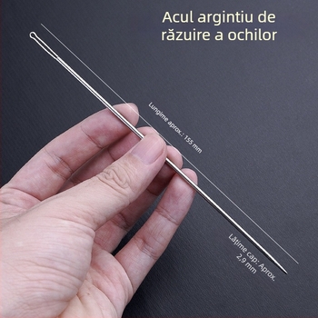 Instrument argintiu pentru curățarea urechilor și a ochilor – lingură pentru urechi, ridicator de pleoape și scraper de ochi, din oțel inoxidabil