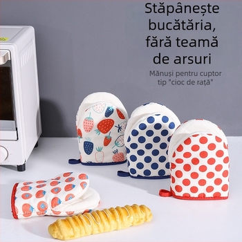 Mănuși pentru cuptor cu microunde, izolație groasă, model cu buline, stil japonez protecție împotriva arsurilor, mănuși din bumbac pentru bucătărie