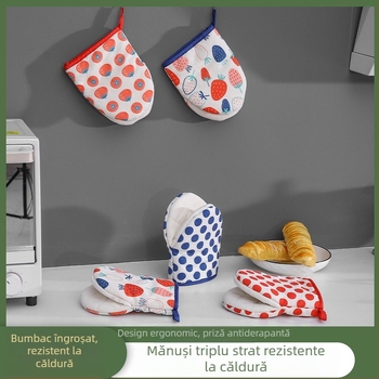 Mănuși pentru cuptor cu microunde, izolație groasă, model cu buline, stil japonez protecție împotriva arsurilor, mănuși din bumbac pentru bucătărie