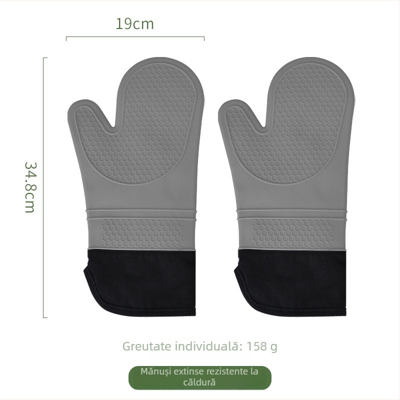 Mănuși din silicon rezistente la căldură pentru bucătărie, cuptor și grill – anti-alunecare, impermeabile, protecție la arsură, izolație termică