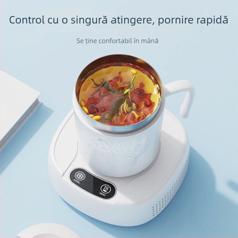 Pahar portabil cu răcire și încălzire, control dual al temperaturii, element de încălzire încorporat