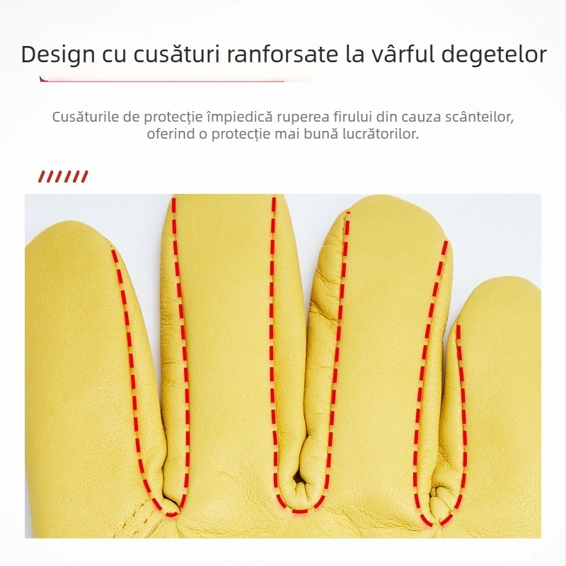 Mănuși de sudură din piele de capră și bumbac, rezistente la temperaturi înalte, protecție împotriva arsurilor, moi și rezistente la uzură, protecție pentru sudori, căptușite cu fleece pentru căldură