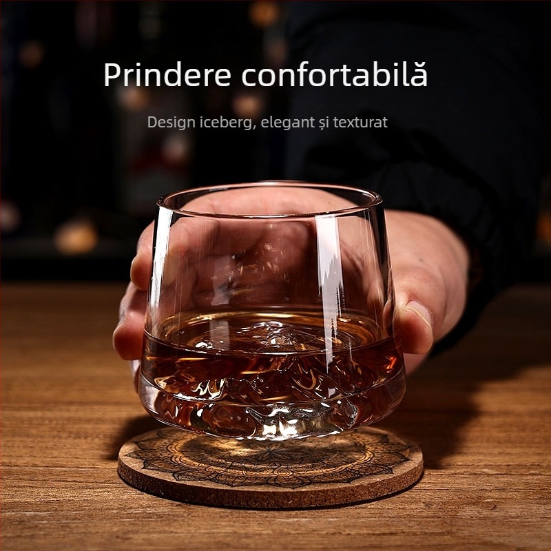 Pahar de whisky din cristal în stil japonez, cu vedere spre Muntele Fuji și munți înzăpeziți, 201-300 ml