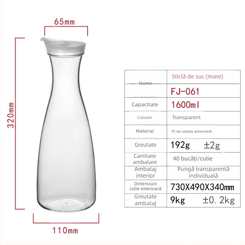 Sticlă transparentă din plastic PC pentru suc și apă rece, shaker pentru bar, KTV, utilizare acasă