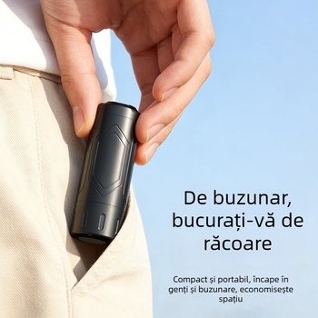 Ventilator mini în stil ruj, cu opțiuni de purtare la gât și în mână, portabil, baterie încorporată