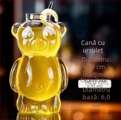 Pahar de cocktail în formă de ursuleț, sticlă borosilicat, 301–400 ml, design creativ pentru gastronomie moleculară la bar