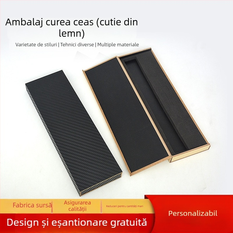 Cutie de ambalare pentru curele de ceas, din lemn, Huawei și Apple Watch, dimensiuni 65×206×18 mm