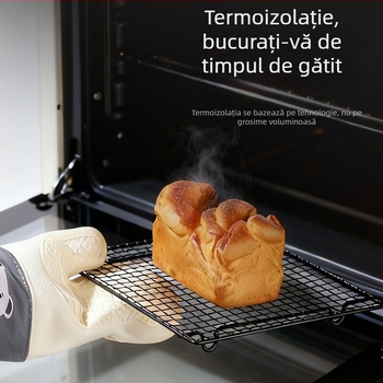 Mănuși din silicon antiarsură pentru bucătărie, rezistente la temperaturi înalte, groase, impermeabile, antiderapante, pentru cuptor și cuptor cu microunde