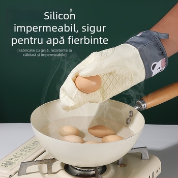 Mănuși din silicon antiarsură pentru bucătărie, rezistente la temperaturi înalte, groase, impermeabile, antiderapante, pentru cuptor și cuptor cu microunde