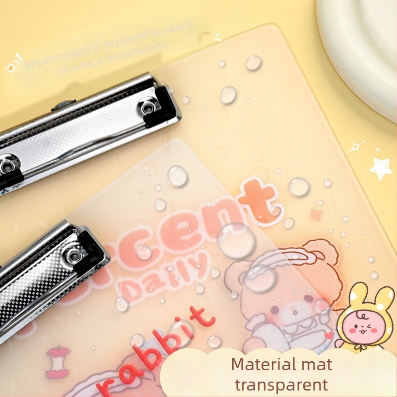 Clipboard acrilic A4 pentru elevi – transparent, cu clemă unică, 31,5 × 22 cm