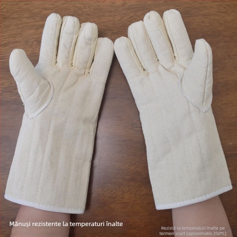 Mănuși industriale rezistente la temperaturi înalte, izolație termică din bumbac, cu cinci degete, anti-arzuri, durabile pentru cuptor, grătar și coacere