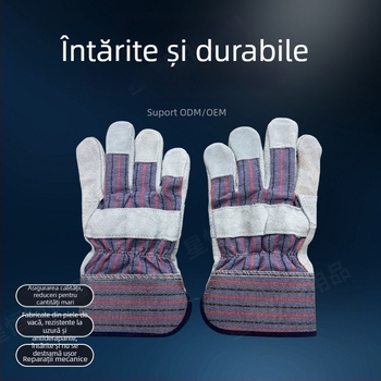 Mănuși de sudură cu palmă din piele de vită, rezistente la temperaturi înalte, protecție împotriva arsurilor și uzurii, mănuși scurte izolate pentru sudori