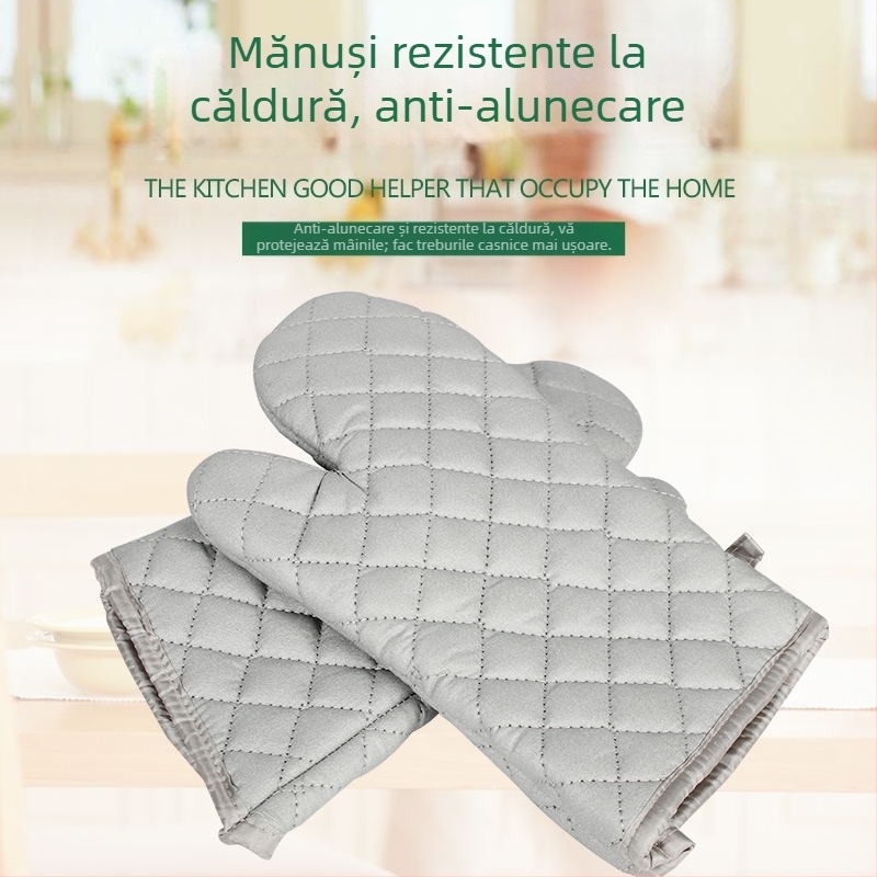 Mănuși lungi din bumbac, izolație termică, cu suprafață antiderapantă, pentru coacere și cuptor cu microunde