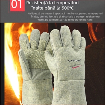 Castington mănuși industriale extinse pentru temperaturi înalte, 500°C, pentru sudură, protecție împotriva arsurilor, izolație termică, pentru grătar și muncă