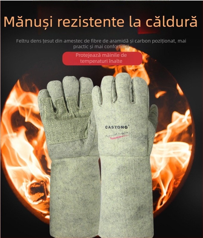 Castington mănuși industriale extinse pentru temperaturi înalte, 500°C, pentru sudură, protecție împotriva arsurilor, izolație termică, pentru grătar și muncă