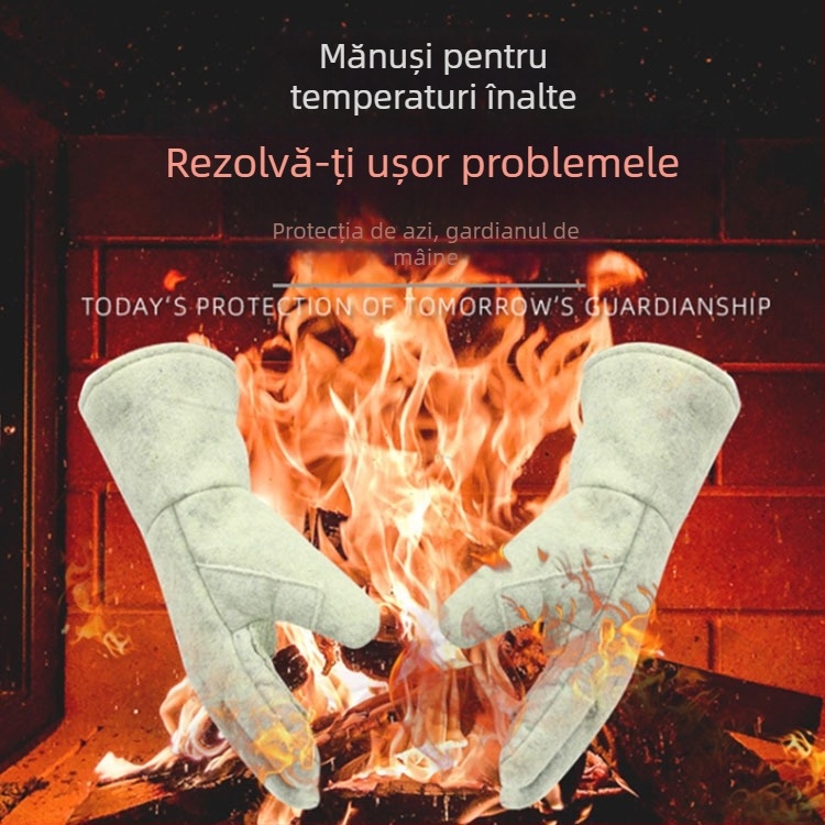 Castington mănuși industriale extinse pentru temperaturi înalte, 500°C, pentru sudură, protecție împotriva arsurilor, izolație termică, pentru grătar și muncă