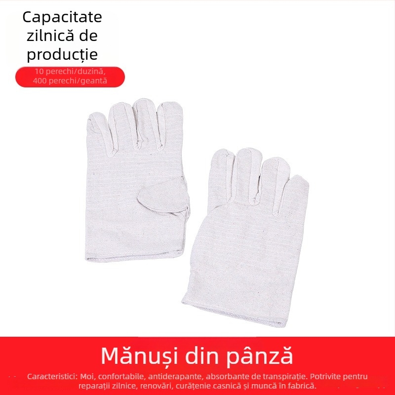 Mănuși din pânză, dublu căptușite, cu 24 de cusături, rezistente la uzură, pentru lucru industrial și sudură