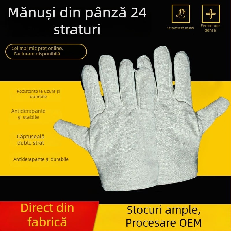 Mănuși din pânză pentru sudură, protecție, anti-derapare, rezistente la uzură, cu strat dublu