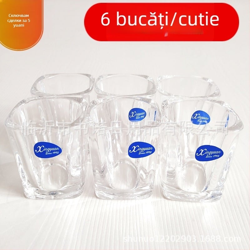 Set de 6 pahare pătrate din sticlă pentru băuturi spirtoase