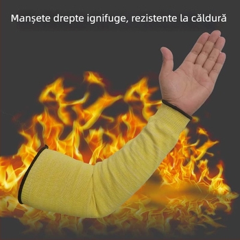 Manșon lung pentru sudură, din aramidă, rezistent la foc, protecție anti-tăiere și anti-arsuri.