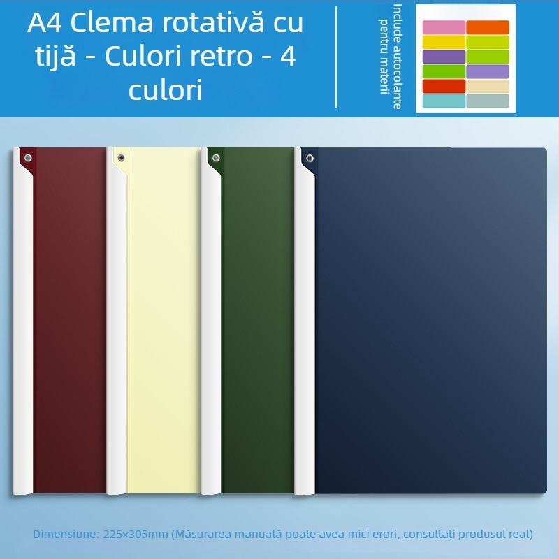 Dosar cu levier rotativ pentru hârtie A4, clipsuri de documente din plastic, organizator de foi