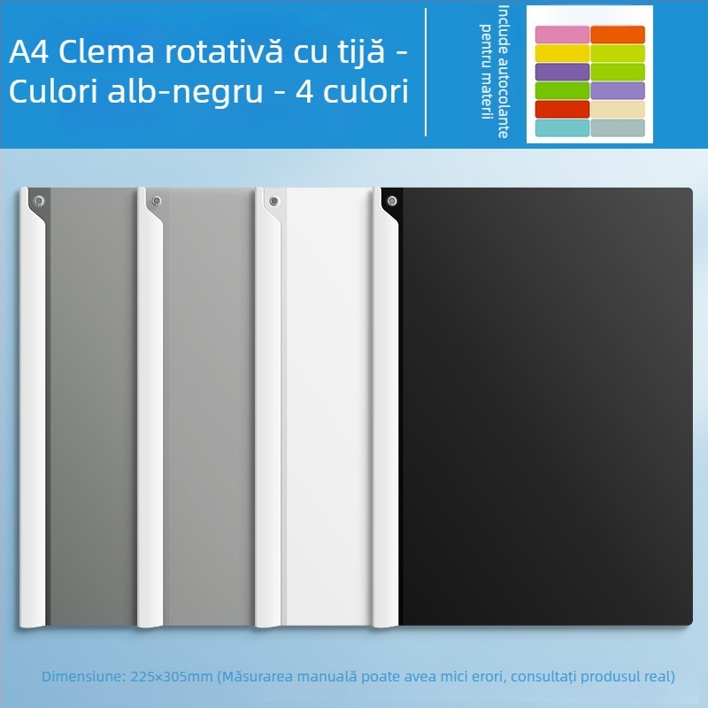 Dosar cu levier rotativ pentru hârtie A4, clipsuri de documente din plastic, organizator de foi