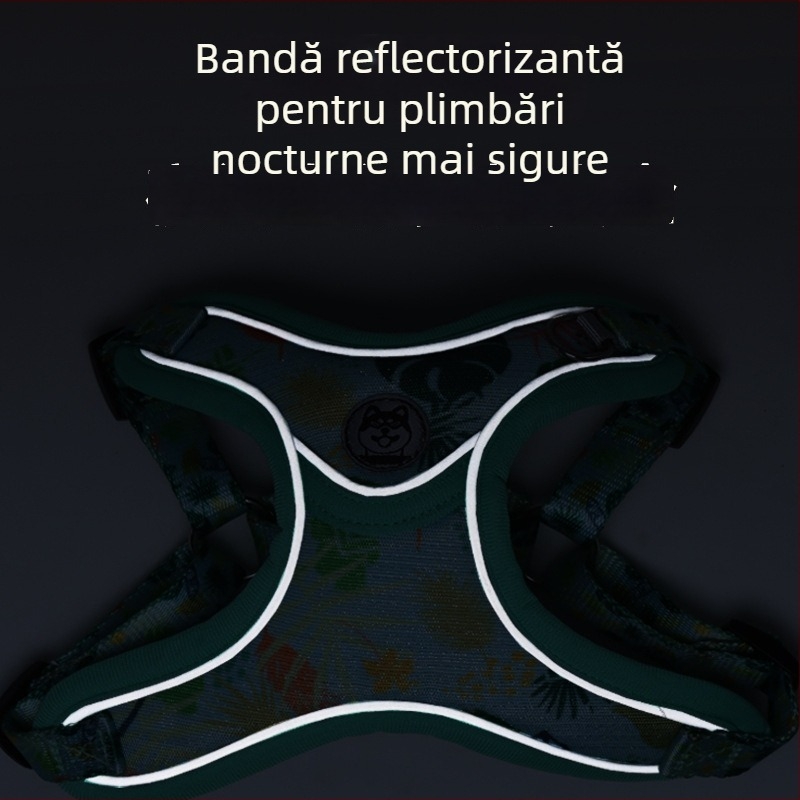 Ham de piept reflectorizant pentru câini, cu design anti-evadare