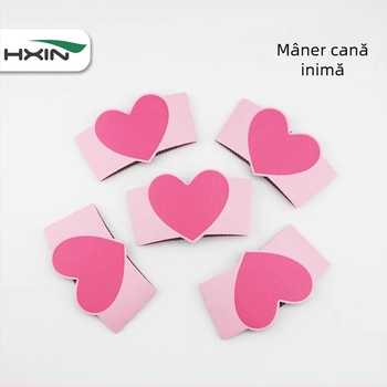 HXIN Huse pentru pahare din carton, cu inimă, groase, ondulate, pentru ceai cu lapte și cafea