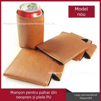Husă pentru pahar din PU, 12oz, cu capac inferior, 330ml – pentru sticle și doze de bere