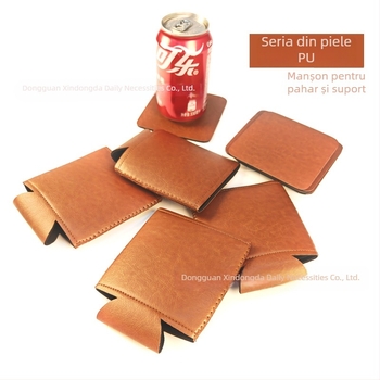 Husă pentru pahar din PU, 12oz, cu capac inferior, 330ml – pentru sticle și doze de bere