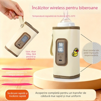 Husă izolatoare pentru biberonul bebelușului, geantă termostatică portabilă, încălzitor universal de lapte, încălzitor de lapte portabil, încărcare prin cablu