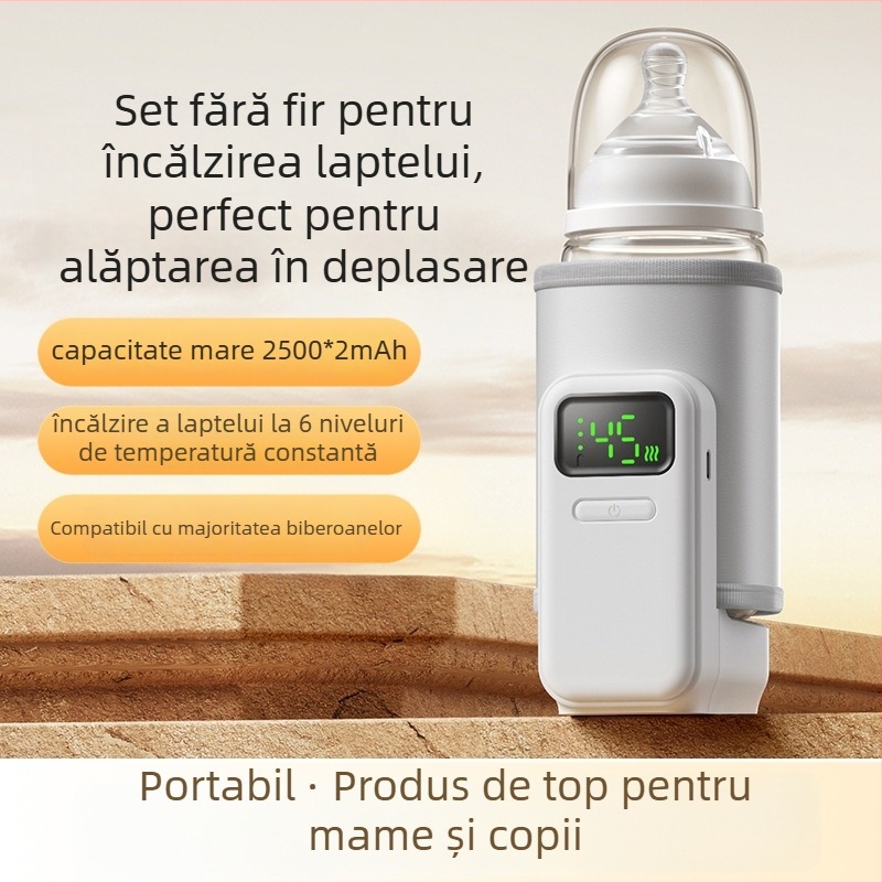 Încălzitor universal pentru biberon cu control inteligent al temperaturii, baterie Li-ion reîncărcabilă, fără fir, portabil