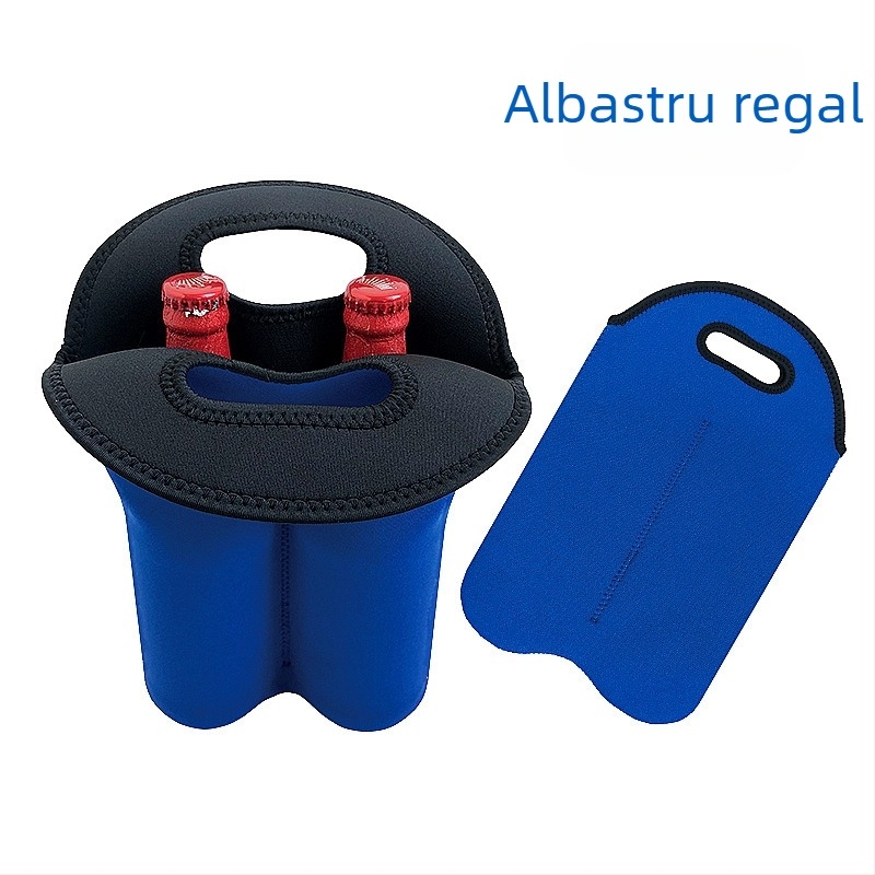 Protecție din neopren pentru două sticle de vin și șampanie, husă izolatoare termică, protecție din cauciuc antișoc, design compact ecologic