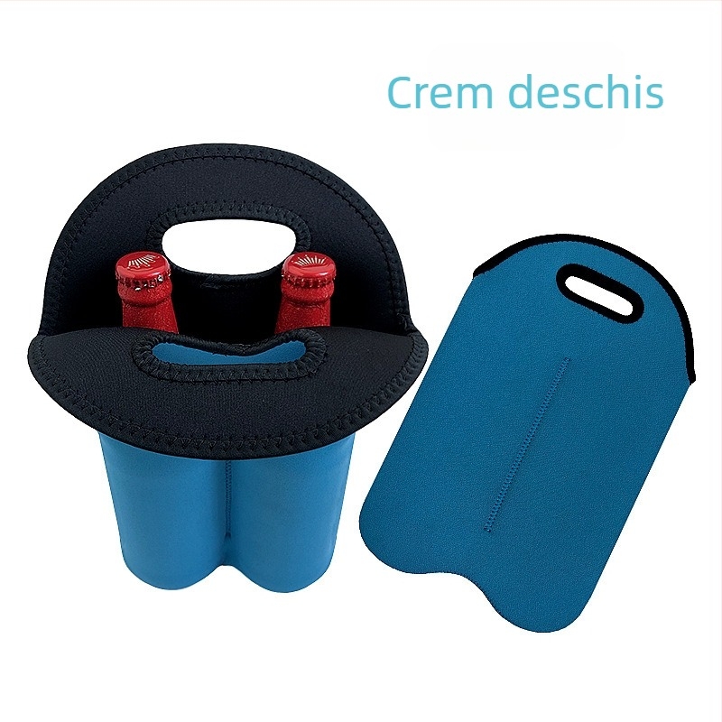 Protecție din neopren pentru două sticle de vin și șampanie, husă izolatoare termică, protecție din cauciuc antișoc, design compact ecologic
